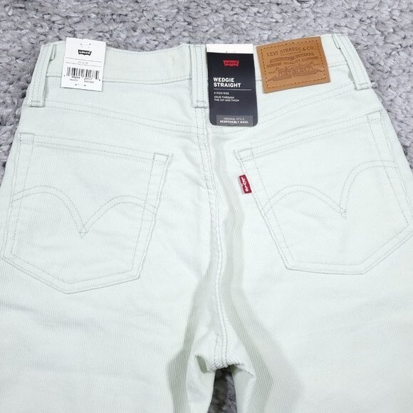 Levi’s Premium Wedgie Straight Corduroy Jeans Pants 25 x 28 Pastel Green Seafoam - Picture 5 of 13
